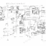 Hitachi EX200-3, EX200LC-3 excavator Full-sheet electric wiring diagram of the excavator with key switch, relays, monitor and controller circuits