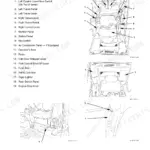 Hitachi ZAXIS 75US operator station diagram showing cab features, control levers, pedals, monitor panel, and switch panel locations.