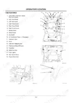 hitachi-zaxis-75us-hydraulic-excavator-operator-manual-em1cc-1-1-controls-49.webp Hitachi ZAXIS 75US operator station diagram showing cab features, control levers, pedals, monitor panel, and switch panel locations.