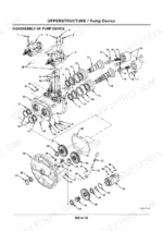 hitachi-zx140w-3-hydraulic-excavator-workshop-manual-wceb-e-00-hydraulic-parts-110.webp Hitachi ZX140W-3 exploded view diagram for disassembly of the upperstructure pump device and gear assembly components.