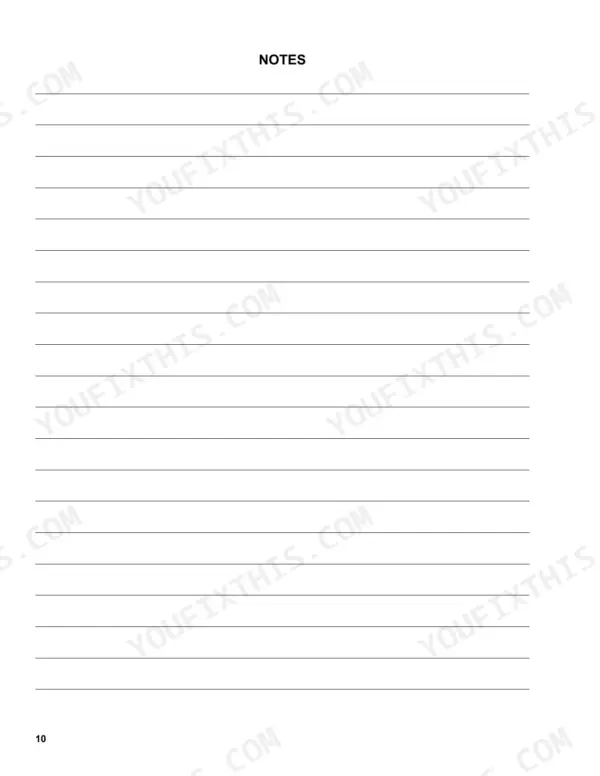 Hyster AP20Z service manual page 10 featuring a blank lined notes section for technician documentation.