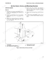 hyster-ap20z-aerial-work-platform-service-manual-4131885-procedures-11.webp Hyster AP20Z service manual procedure for removing and installing service doors, covers, and mounting brackets with diagram.