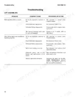 hyster-ap20z-aerial-work-platform-service-manual-4131885-troubleshooting-86.webp Hyster AP20Z troubleshooting table for lift assembly problems, causes, and corrective actions for hydraulic and mast issues.