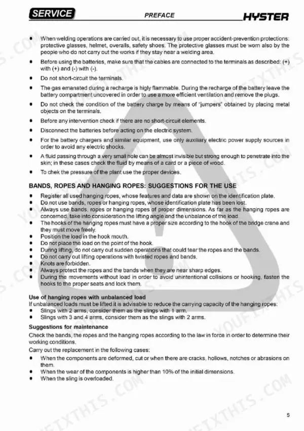 hyster-c1-0-variants-trilateral-order-picker-service-manual-1600734-exploded-view-5.webp Hyster C1.0, C1.3, C1.3L, C1.5s, C1.5M, C1.5L, V30ZMU, V35ZMU service manual safety procedures for welding, batteries, and lifting.