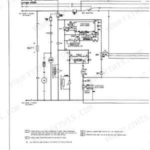 Hyster E1.25XL-J3.00XL wiring diagram showing traction SCR card, battery, pump motor, fuses, and field weakening components.