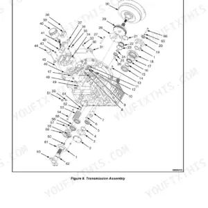 Hyster F1.8UT 4WD, F2.5UT 4WD, F3.5UT 4WD, F50UT 4WD, F70UT 4WD exploded view diagram of the transmission assembly components.