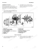 hyster-f5-0ut-f100ut-forklift-truck-service-manual-4310285-exploded-view-14.webp Hyster F5.0UT, F100UT transmission overview with exploded view diagram of torque converter, gear shafts, and inching valve assembly.