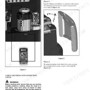 Hyster LO1.0F, LO2.0, LO2.0S, LO2.5, LO5.0T, LO7.0T motor maintenance procedure for removing the motor compartment cover.