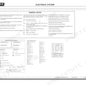 Hyster P1.6, P1.8, P2.0, P2.2 electrical system wiring diagram general notes, symbols, and color code abbreviations table.
