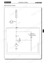Hyster P2.0S service manual main hydraulic system diagram showing pump, filter, relief valve, and cylinder components.
