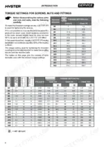 hyster-r1-0e-r1-2e-r1-4e-retractable-truck-service-manual-4217108-torque-8.webp Hyster R1.0E, R1.2E, R1.4E service manual torque settings table for screws, nuts, and fittings including bolt classes and Nm values.