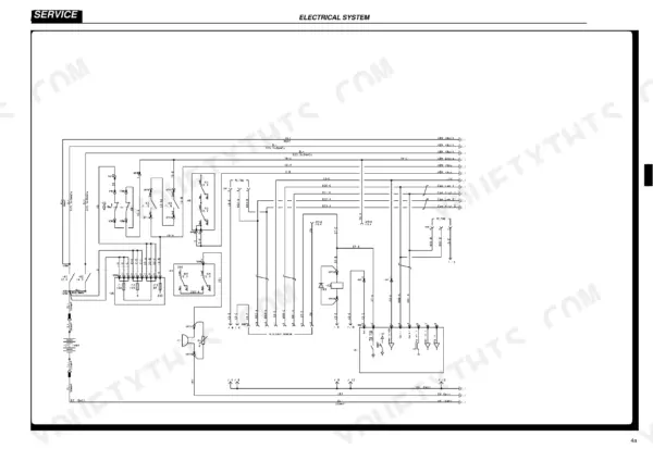 hyster-r1-4-variants-retractable-truck-service-manual-2324864-wiring-113.webp Hyster R1.4, R1.6, R1.6n, R2.0, R2.5, R1.6HD, R2.0HD electrical system wiring diagram showing battery, relays, and CAN bus lines.
