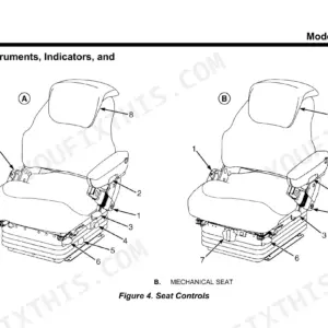 Hyster RS45-27CH, RS45-31CH, RS46-29CH, RS46-33CH diagram showing air and mechanical operator seat controls and components.