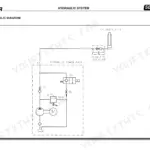 Hyster S2.4HBE main hydraulic system diagram showing power pack, lift cylinder, flow control valve, and relief valve.