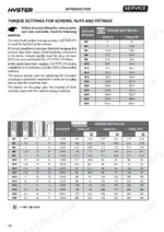 hyster-s2-4hbe-stacker-truck-service-manual-1619008-torque-8.webp Hyster S2.4HBE service manual torque settings table for screws, nuts, and fittings including bolt classes and diameter specs.