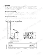 hyster-t3-0uts-stand-drive-electric-tow-tractor-operator-manual-4279854-specs-9.webp Hyster T3.0UTS keyswitch, emergency power, charger wire instructions and technical parameter diagram with specification table.