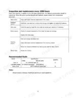 Hyster T6.0UT 1000-hour maintenance schedule table and recommended fluids specification chart.