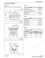 ingersoll-rand-vr518-telescopic-handler-operator-manual-22806467-specs-101.webp Ingersoll-Rand VR518 specifications table for dimensions, reach, height, and weights with machine diagrams.