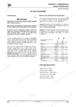 jcb-515-40-loadall-service-manual-9803-9900-4-maintenance-78.webp JCB 515-40 maintenance manual page showing engine service schedules, routine maintenance intervals, and calendar equivalents table.