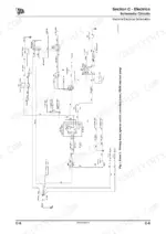 jcb-515-40-loadall-service-manual-9803-9900-4-wiring-285.webp JCB 515-40 electrical schematic showing ignition switch, primary fuses, ESOS, glow plug relay, and starter motor circuits.