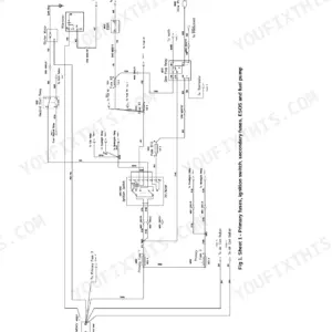 JCB 515-40 electrical schematic showing ignition switch, primary fuses, ESOS, glow plug relay, and starter motor circuits.