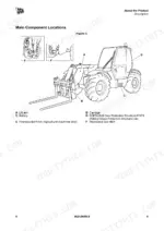 jcb-526-56-variants-loadall-rough-terrain-variable-reach-truck-operator-manual-9821-9050-controls-21.webp JCB 526-56, 531-70, 533-105, 535-95, 535-v125, 535-v140, 536-60, 536-70, 540-140, 540-170, 540-200, 540-v140, 541-70, 550-80, 560-80 diagram of main component locations including lift arm, carriage, battery, ROPS/FOPS cab, and tow hitches.