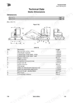 jcb-55-z-1-57-c-1-excavator-operator-manual-9831-1250-specs-191.webp JCB 55Z-1, 57C-1 technical data static dimensions diagram and table showing excavator measurements and component lengths.