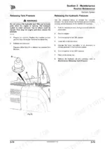 jcb-js200w-wheeled-excavator-service-manual-9803-9540-6-hydraulic-144.webp JCB JS200W Tier III maintenance manual page for releasing hydraulic tank and system pressure with diagram.