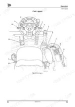 jcb-tm310-tm310s-tm310wm-wheeled-loader-operator-manual-9811-1570-controls-41.webp JCB TM310, TM310S, TM310WM cab layout diagram showing steering wheel, joystick, switches, and operator controls.