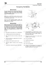 jcb-tm310-tm310s-tm310wm-wheeled-loader-operator-manual-9811-1570-maintenance-105.webp JCB TM310, TM310S, TM310WM manual page showing procedures and tie-down point diagrams for transporting the machine.