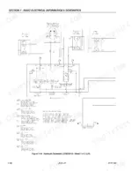 JLG 450A, 450AJ hydraulic schematic showing platform valve, cylinder specifications, and relief valve pressure settings.