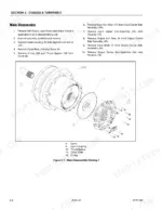 JLG 450A, 450AJ chassis main disassembly procedure and exploded view diagram of the drive hub assembly components.