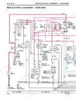 john-deere-4100-compact-utility-tractor-technical-manual-tm1630-wiring-140.webp John Deere 4100 main electrical schematic for gear drive models showing key switch, relays, glow plugs, and starting motor wiring.