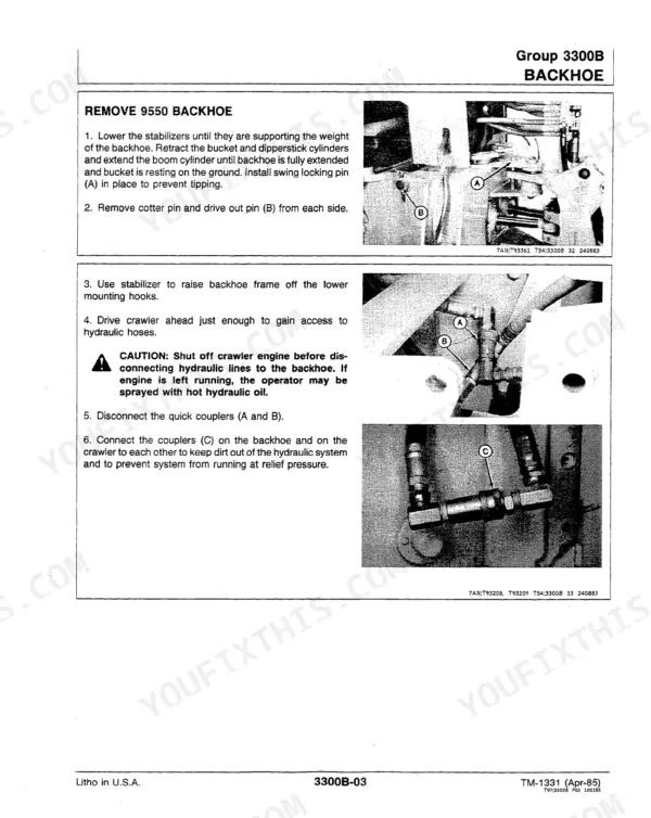 John Deere 550B, 555B crawler dozer Technical manual introduction, safety notes and features of the manual layout