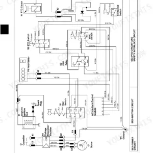 John Deere 7G18 main electrical schematic for recoil start, showing PTO clutch, ignition coil, interlock module, and safety switches.