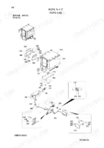 kawasaki-45zv-2-wheel-loader-parts-catalog-93304-00100-cab-parts-154.webp Kawasaki 45ZV-2 exploded view diagram of ROPS cab components, including glass, interior trim, electrical switches, and reservoir.