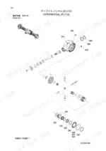kawasaki-45zv-2-wheel-loader-parts-catalog-93304-00100-drivetrain-parts-300.webp Kawasaki 45ZV-2 exploded view diagram of the front differential assembly, showing gears, bearings, and housing components.