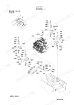 kawasaki-45zv-2-wheel-loader-parts-catalog-93304-00100-engine-parts-10.webp Kawasaki 45ZV-2 exploded view of engine mounting system, brackets, cushions, bolts, and hardware components.