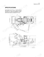 kawasaki-65zv-wheel-loader-operator-manual-93107-00233-specs-168.webp Kawasaki 65ZV wheel loader dimensional specifications diagram showing top and side view measurements in imperial and metric units.