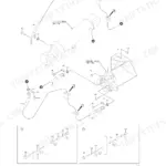 Kawasaki 70Z V exploded view of front chassis loading hydraulic lines, tilt cylinder, and control valve components.