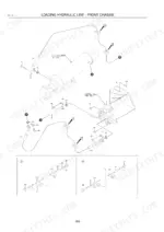 kawasaki-70z-v-wheel-loader-parts-catalog-93308-00144-hydraulic-parts-260.webp Kawasaki 70Z V exploded view of front chassis loading hydraulic lines, tilt cylinder, and control valve components.