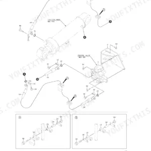 Kawasaki 70Z V exploded view of front chassis loading hydraulic lines, tilt cylinder, and control valve components.