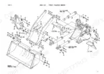 kawasaki-70ziv-wheel-loader-parts-catalog-aaap17311-0-chassis-parts-7.webp Kawasaki 70ZIV exploded view of front chassis group, showing lift cylinders, tilt cylinder, bucket linkage, and pins.