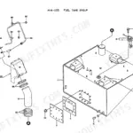Kawasaki 70ZIV exploded view of fuel tank group showing tank, filler neck, hoses, and mounting hardware components.