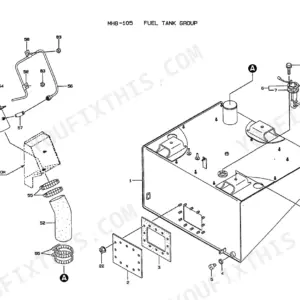 Kawasaki 70ZIV exploded view of fuel tank group showing tank, filler neck, hoses, and mounting hardware components.