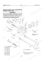 kawasaki-80zv-wheel-loader-shop-manual-93209-00240-hydraulic-parts-191.webp Kawasaki 80ZV multiple control valve exploded view showing spool, relief valve components, and tightening torque specifications.