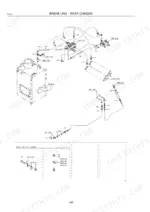 kawasaki-85z5-wheel-loader-parts-catalog-93311-00323-hydraulic-parts-202.webp Kawasaki 85Z5 exploded view of rear chassis brake lines, hydraulic components, and pipe holder assembly details.