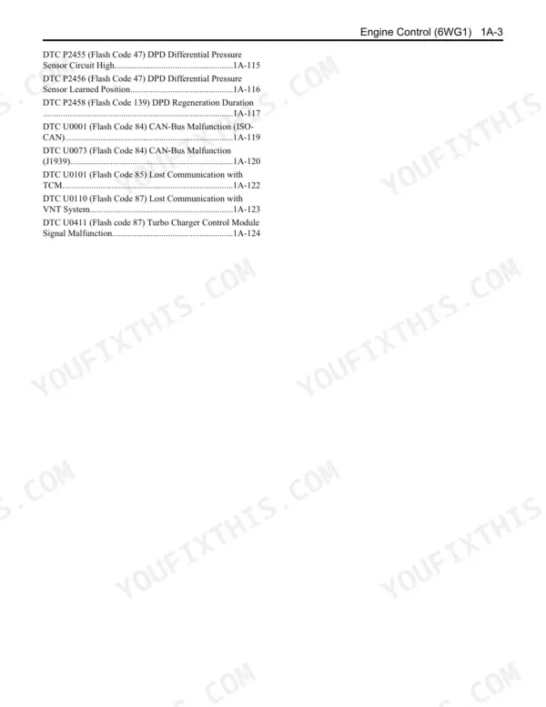 Kawasaki 95Z7, 115Z7 Isuzu 6WG1 wheel loader engine control DTC contents with flash codes