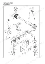 kawasaki-fx751v-fx801v-fx850v-4-stroke-air-cooled-v-twin-gasoline-engine-service-manual-exploded-view-32.webp Kawasaki FX751V, FX801V, FX850V fuel system exploded view showing air cleaner, intake manifold, and carburetor components.