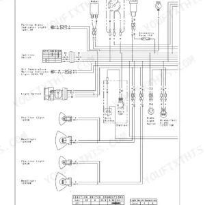 Kawasaki Mule 600 electrical system wiring diagram for lights and switches.